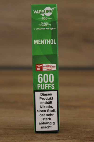 VAPEURS Menthol 600 Puffs