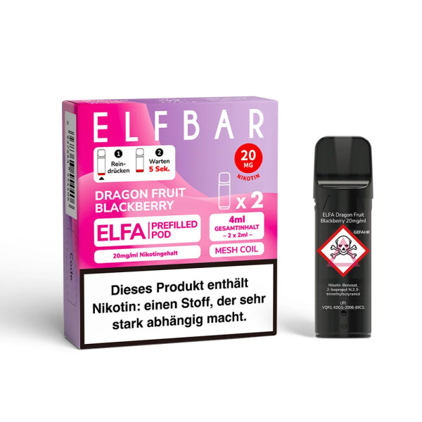 Elfbar ELFA CP Prefilled POD (2stk) - Dragon Fruit Blackberry 20mg