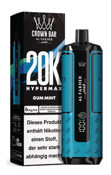 Crown Bar Al Fakher Hypermax 20000 Züge Gum Mint