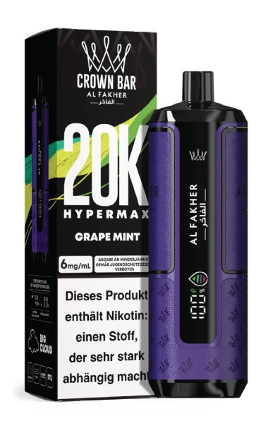 Crown Bar Al Fakher Hypermax 20000 Züge Grape Mint
