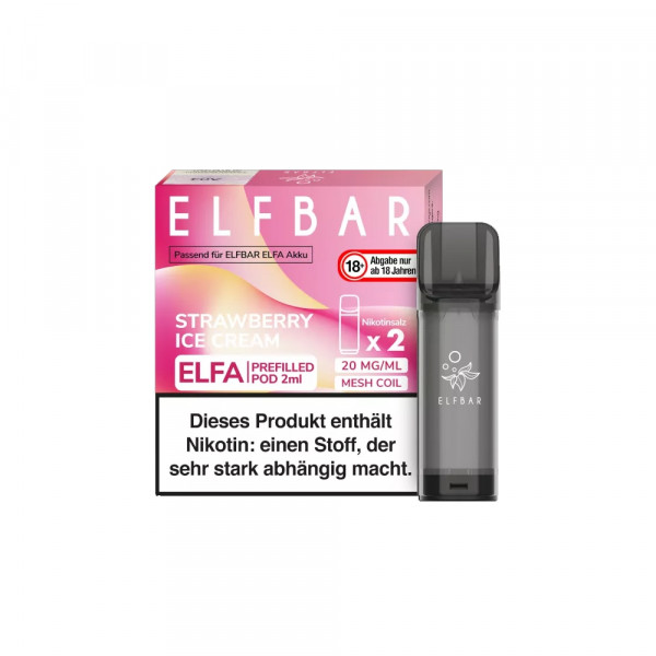 Elfbar ELFA CP Prefilled POD (2stk) - Strawberry Ice Cream 20mg