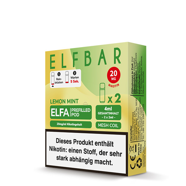 Elfbar ELFA CP Prefilled POD (2stk) - Lemon Mint 20mg