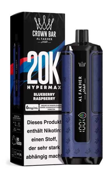 Crown Bar Al Fakher Hypermax 20000 Züge Blueberry Raspberry