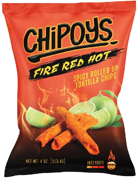 Chipoys Fire Red Hot Spicy Rolled up Tortilla Chips 113g