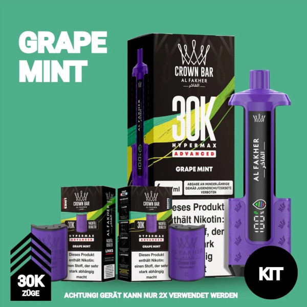 Crown Bar Al Fakher 30K Advanced Hypermax Bundle Grape Mint