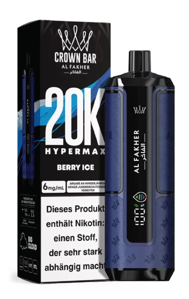 Crown Bar Al Fakher Hypermax 20000 Züge Berry Ice