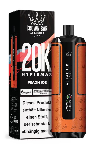 Crown Bar Al Fakher Hypermax 20000 Züge Peach Ice