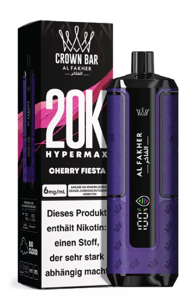 Crown Bar Al Fakher Hypermax 20000 Züge Cherry Fiesta