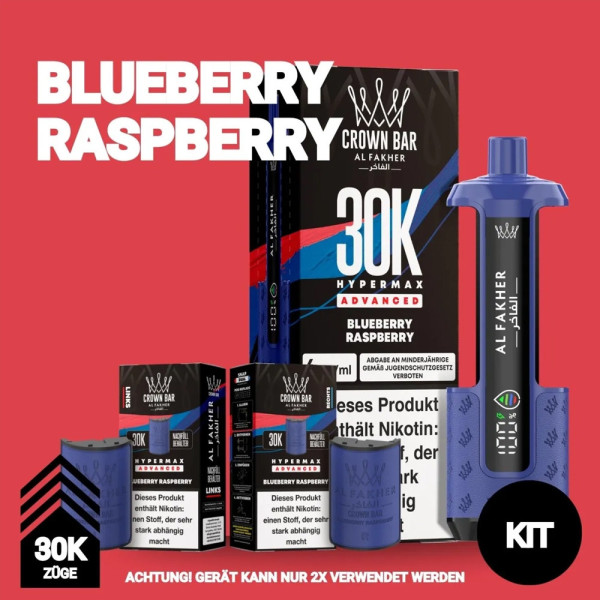Crown Bar Al Fakher 30K Advanced Hypermax Bundle - Blueberry Raspberry