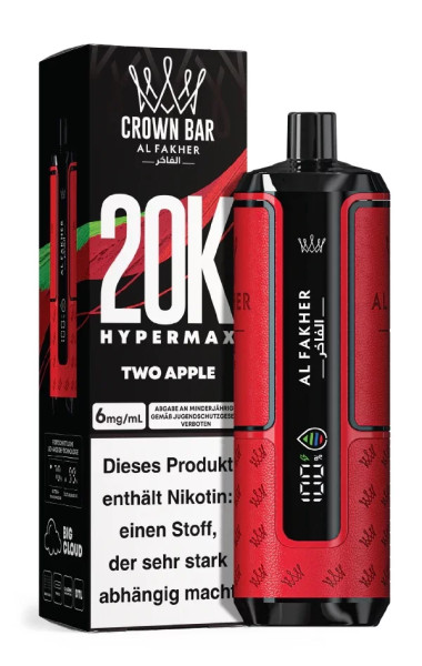 Crown Bar Al Fakher Hypermax 20000 Züge Two Apple