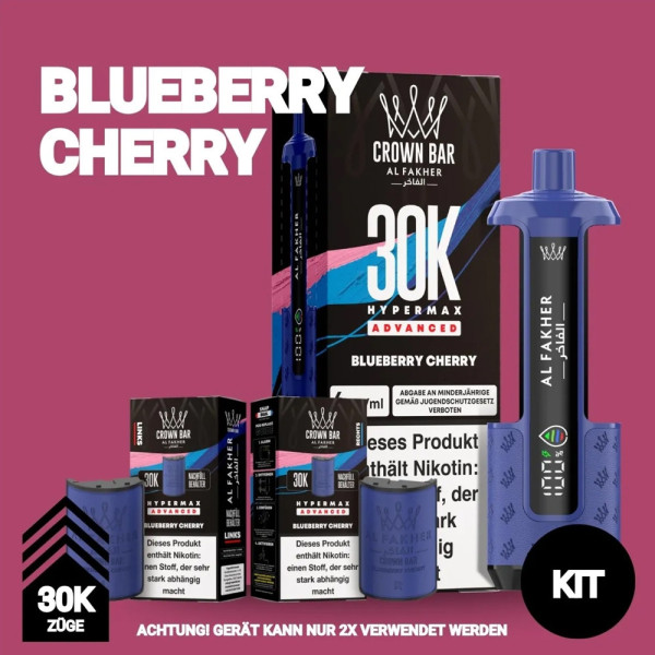 Crown Bar Al Fakher 30K Advanced Hypermax Bundle - Blueberry Cherry
