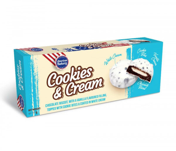 American Bakery Cookies & Cream Chocolate Biscuit with Vanilla filling 96g