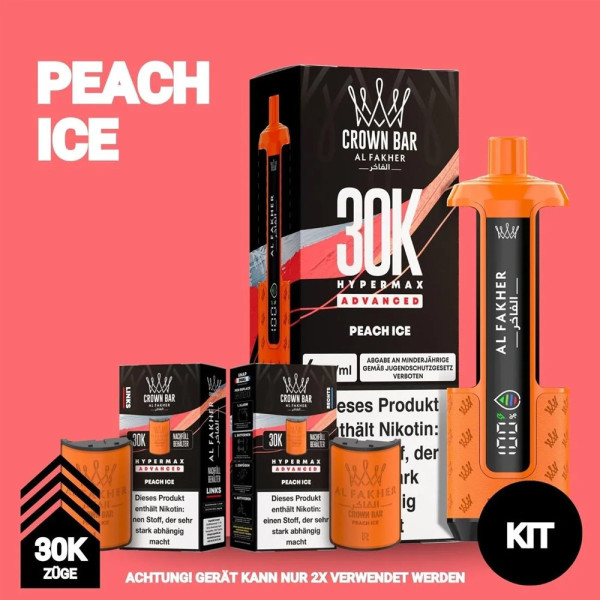 Crown Bar Al Fakher 30K Advanced Hypermax Bundle Peach Ice