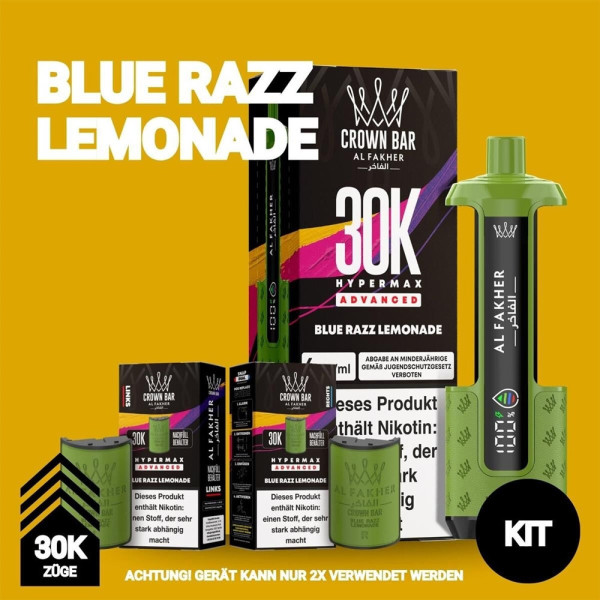 Crown Bar Al Fakher 30K Advanced Hypermax Bundle - Blue Razz Lemonade