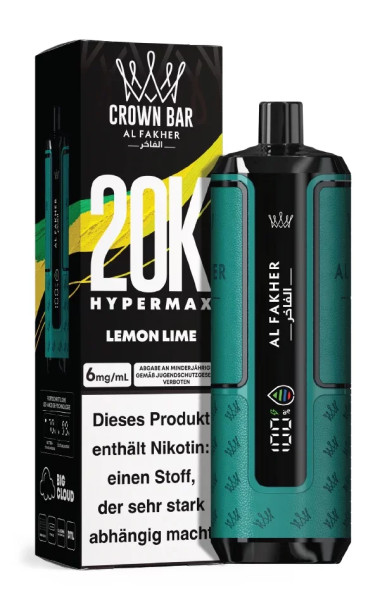 Crown Bar Al Fakher Hypermax 20000 Züge Lemon Lime
