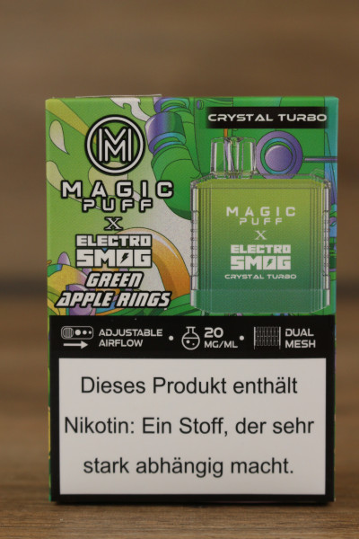 MAGIC PUFF X Electro Smog Crystal Turbo Green Apple Rings 600 Puffs